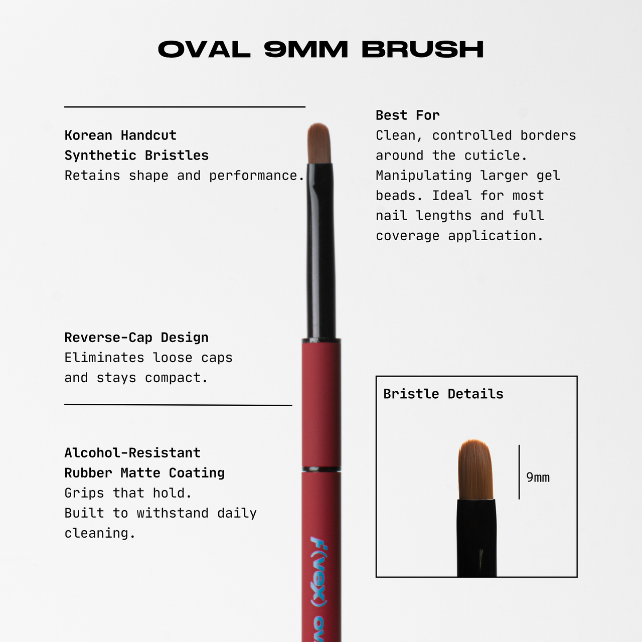Built-In Cap Brushes — Oval 9mm Brush