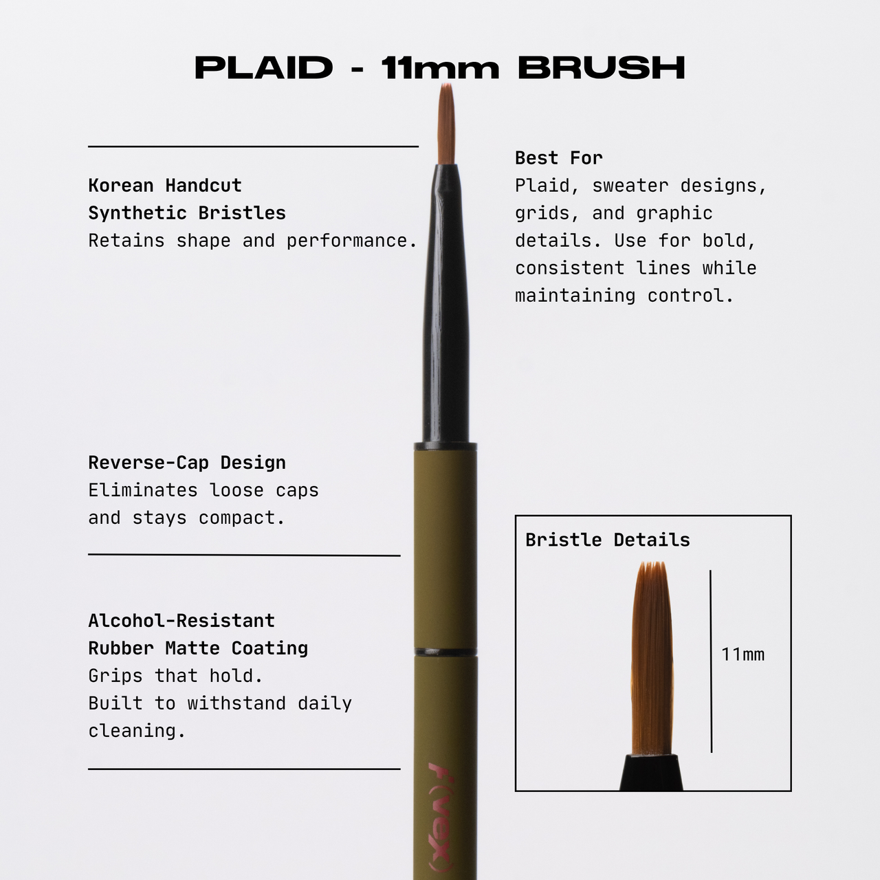 Built-In Cap Brushes — Plaid 11mm