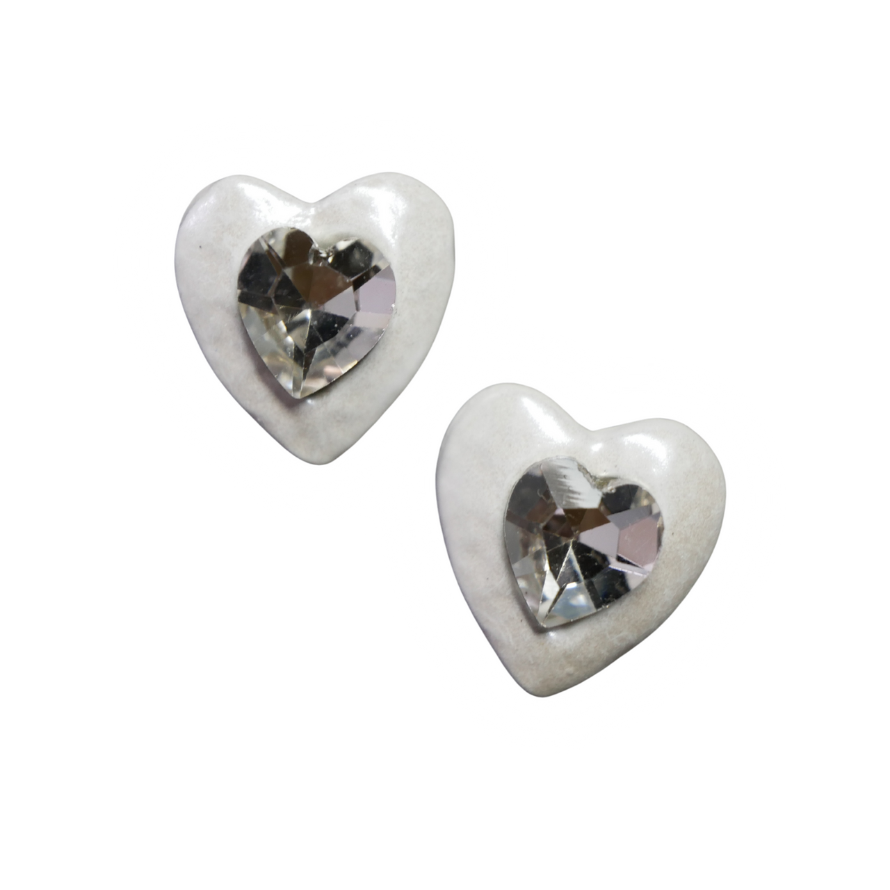 Heart with Embedded Gem Nail Charms Clear