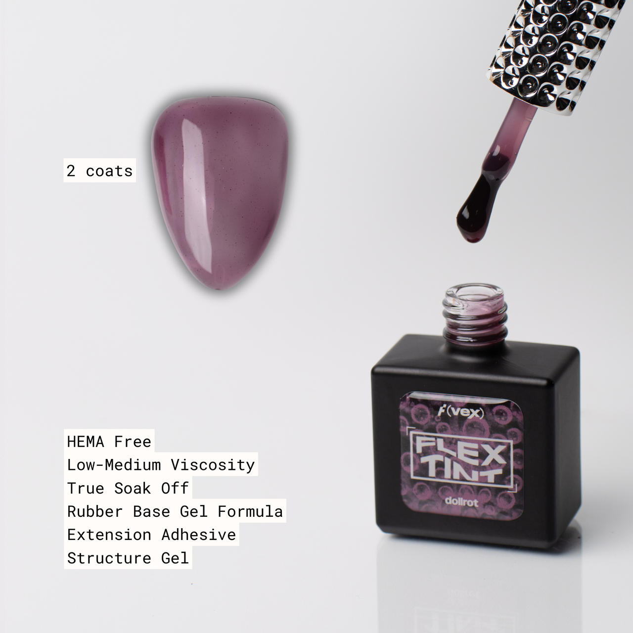 Flex Tint "Jelly Grime" Rubber Base Gel (HEMA/TPO Free) Dollrot