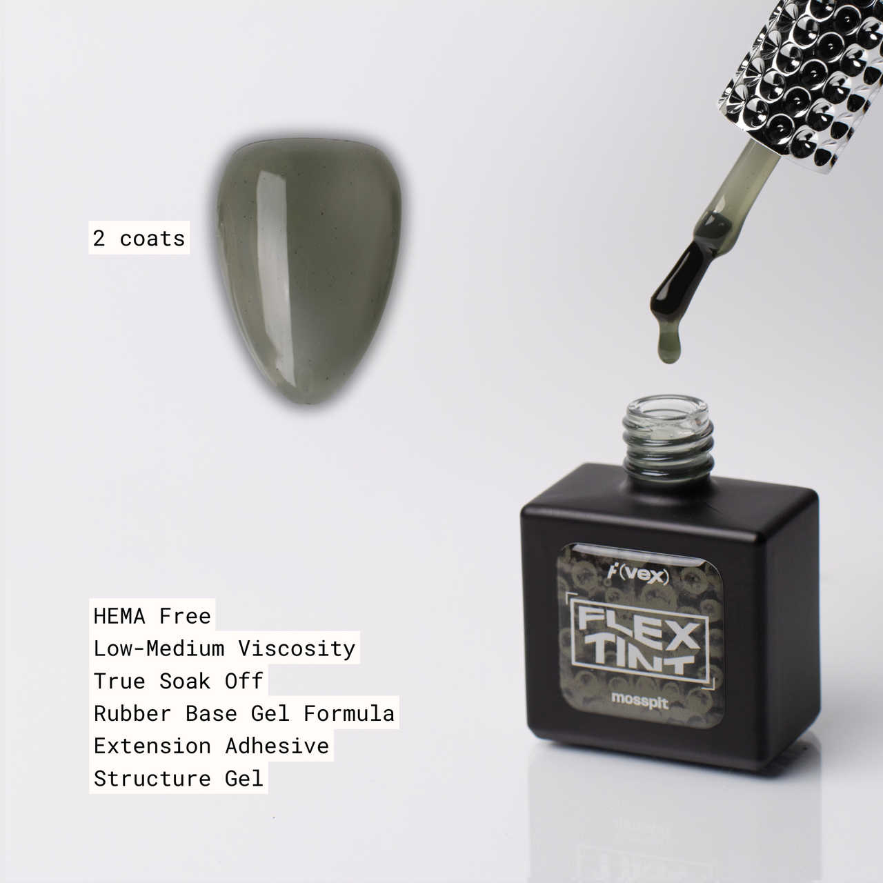 Flex Tint "Jelly Grime" Rubber Base Gel (HEMA/TPO Free) Mosspit