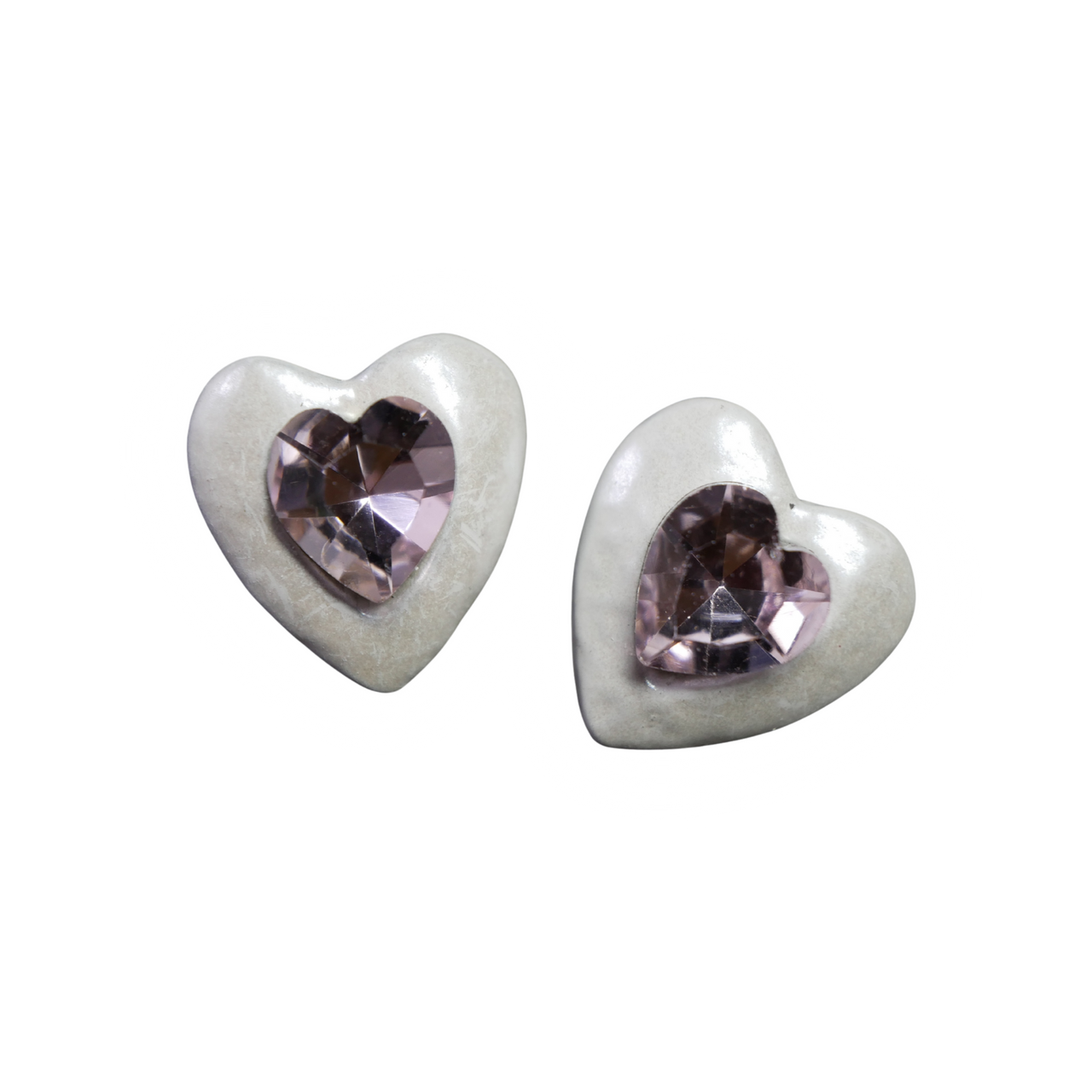 Heart with Embedded Gem Nail Charms Pink