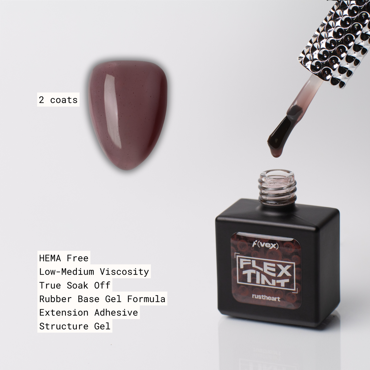 Flex Tint "Jelly Grime" Rubber Base Gel (HEMA/TPO Free) Rustheart