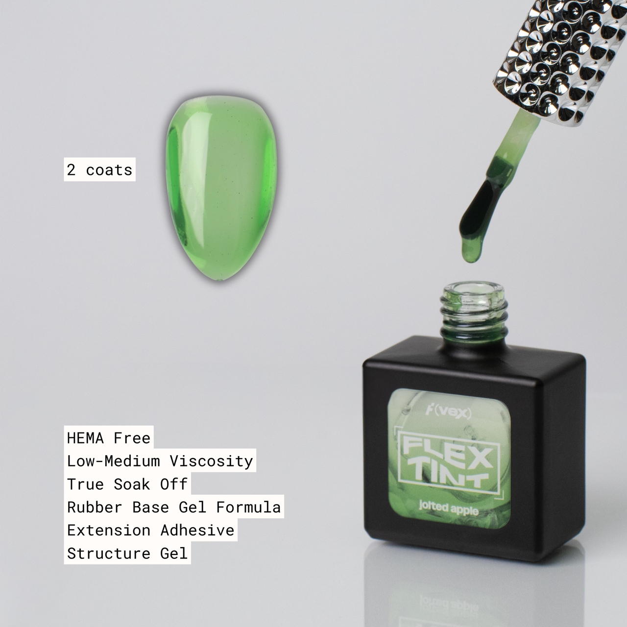 Flex Tint Rubber Base Gel – Jelly Bounce (15ml) Jolted Apple (HEMA/TPO Free)